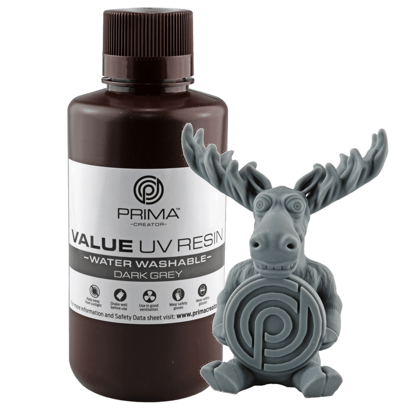PrimaCreator Value Water Washable UV Resin - 500 ml - Dark Grey