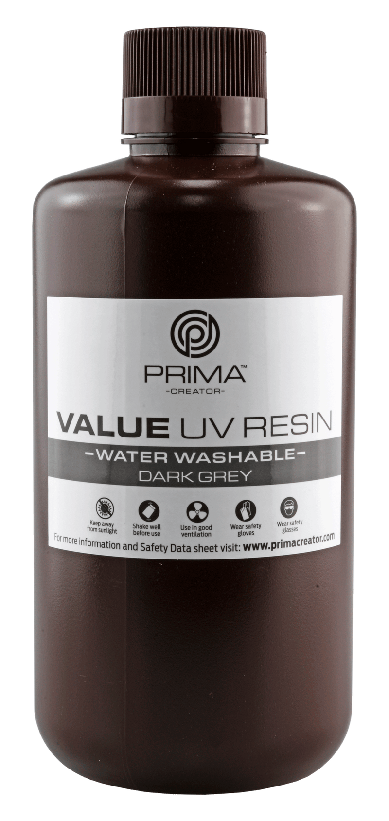 PrimaCreator Value Water Washable UV Resin - 1000 ml - Dark Grey