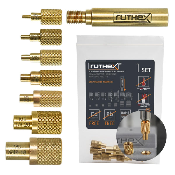 Ruthex Soldering Tips for thread inserts – M2 / M2.5 / M3 / M4 / M5 / M6 / M8