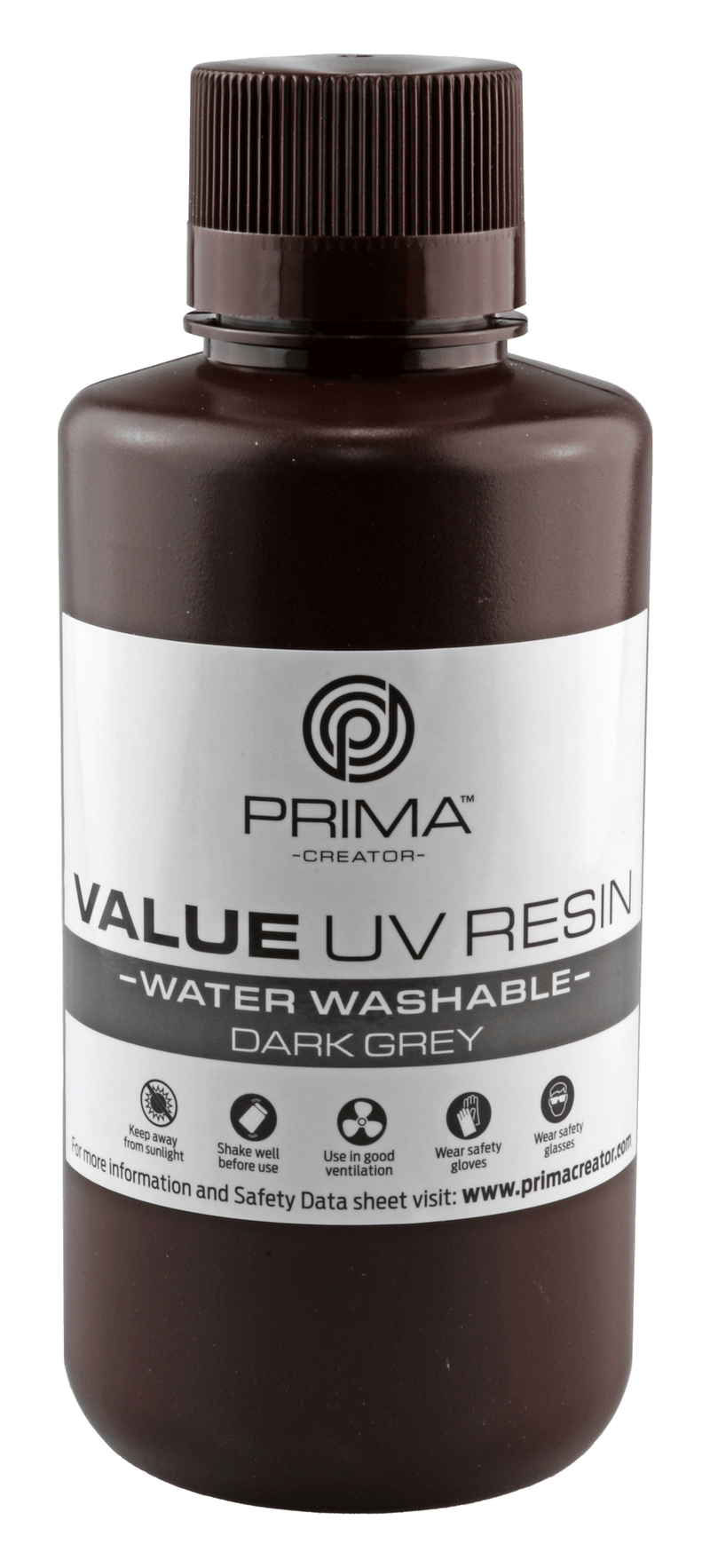 PrimaCreator Value Water Washable UV Resin - 500 ml - Dark Grey